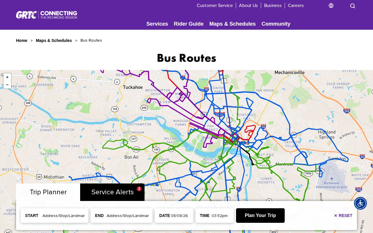 GRTC route near Richmond City Justice Center release exit