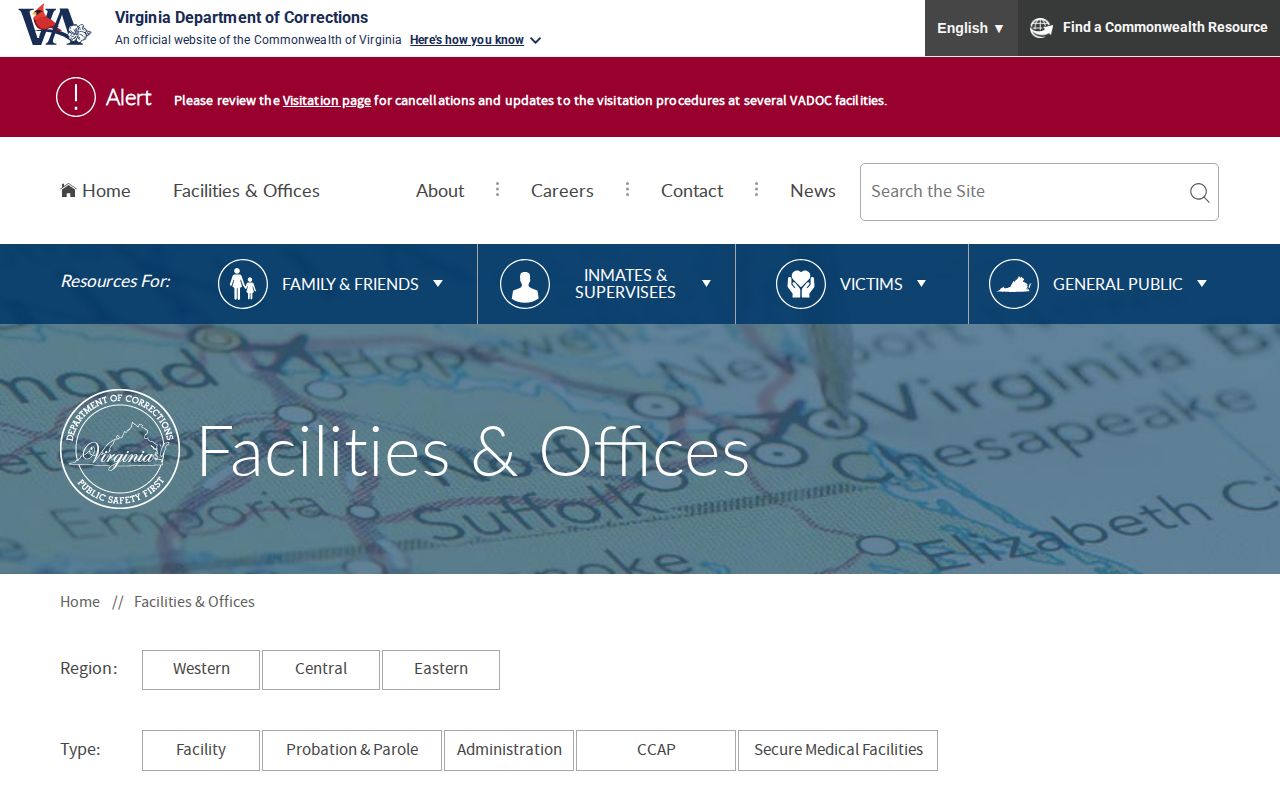 VADOC Richmond City parole and probation office directory