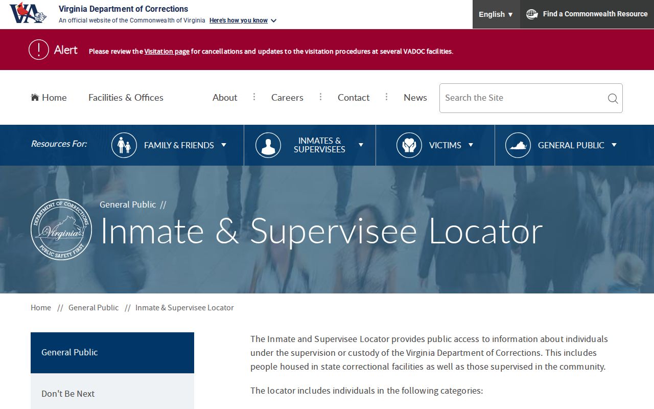 VADOC locator for a Richmond City projected release date