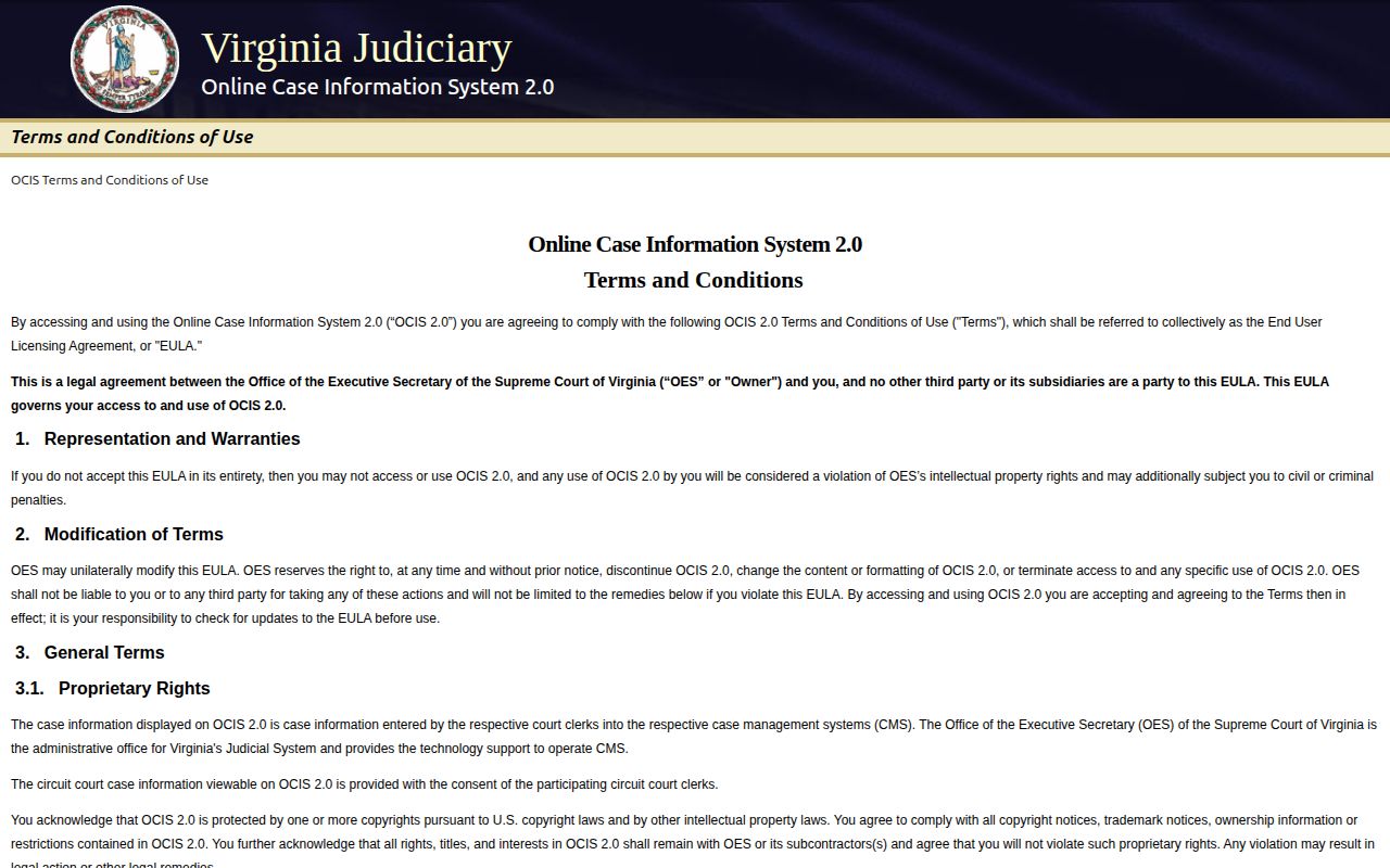 Virginia court portal for Richmond City release record verification
